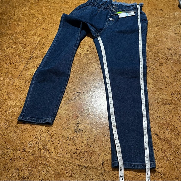 Tinseltown Denim Paperbag Raw Edge Waist Buttonfly Hi-Rise Skinny Jeans Sz 5/27 - Picture 14 of 16